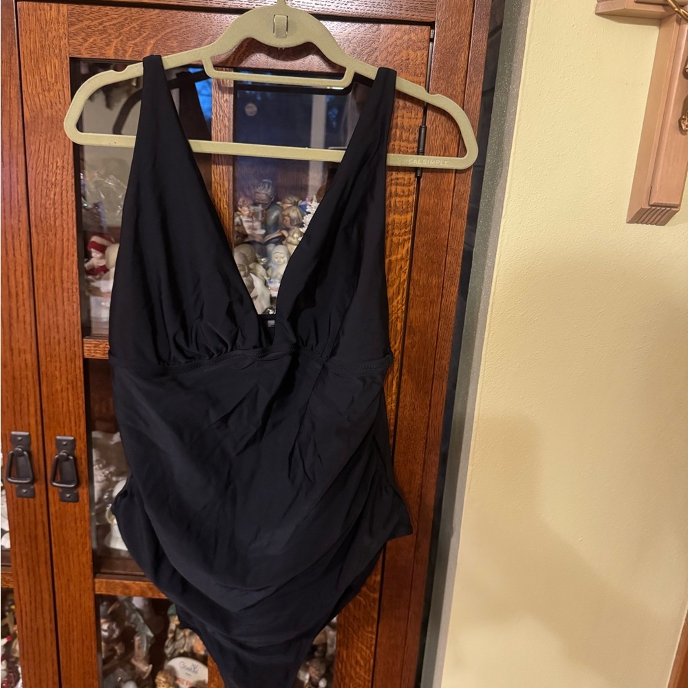 Old Navy Black One-Piece V-Neck Swimsuit